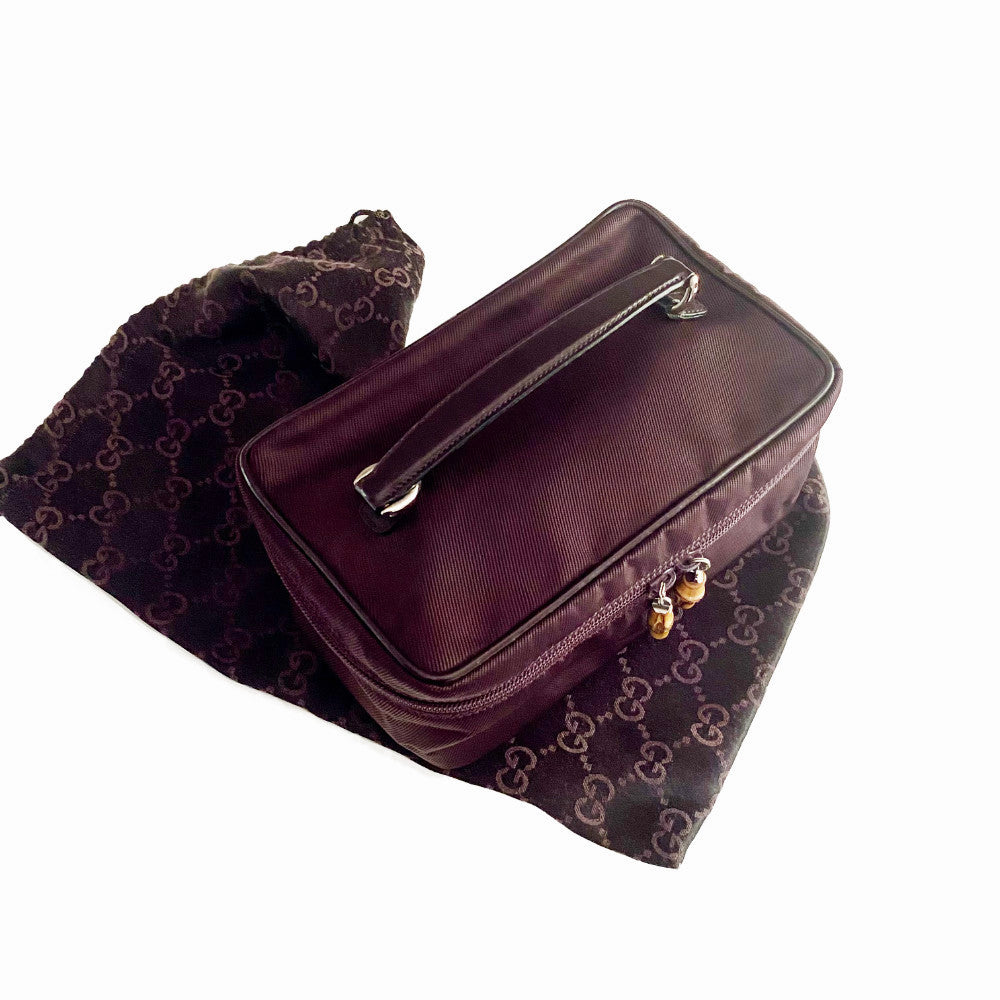 Gucci Bamboo Accent Vanity Bag Burgundy